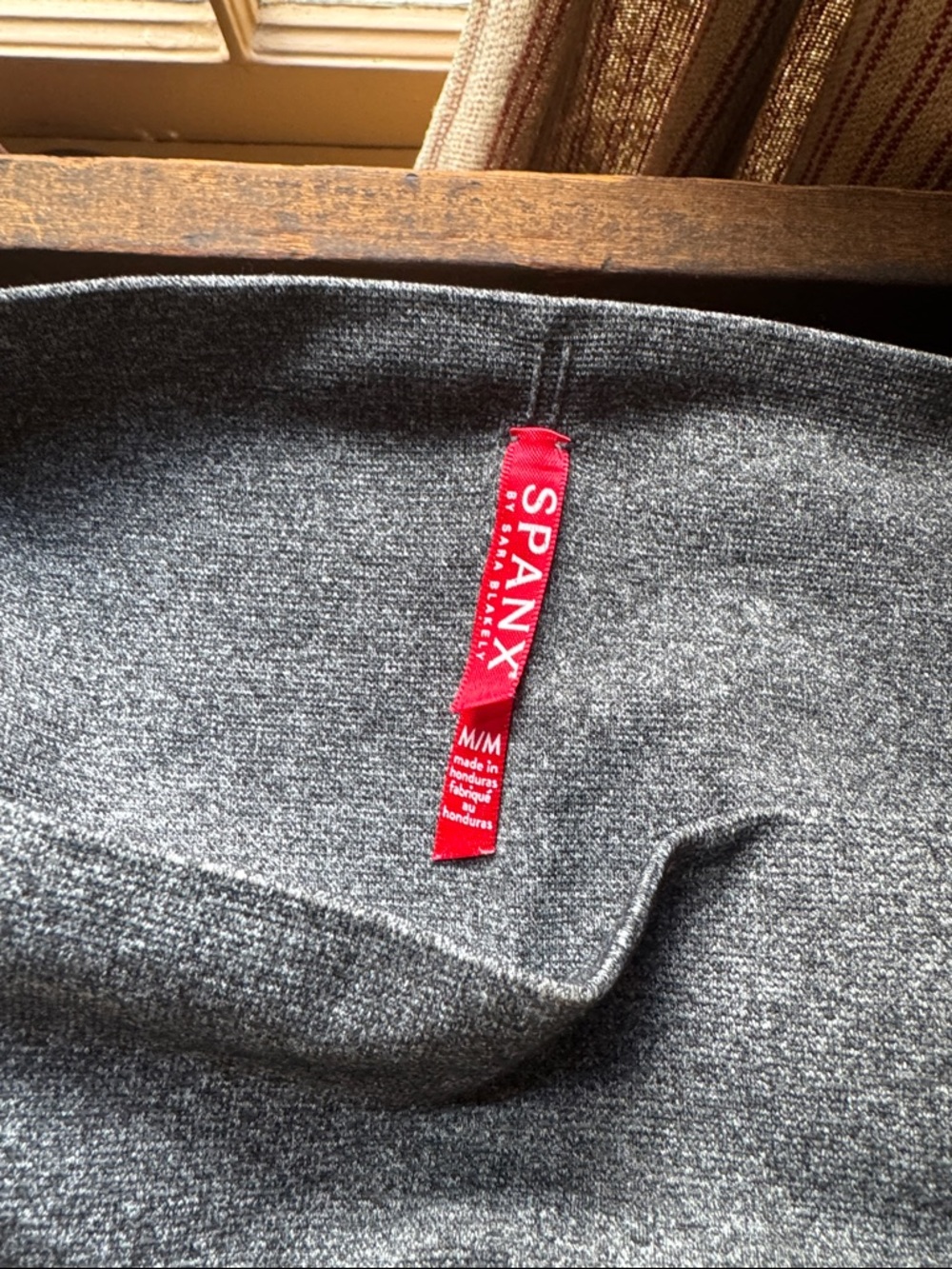 SPANX Heather Gray Crewneck Sweater with Red Tag